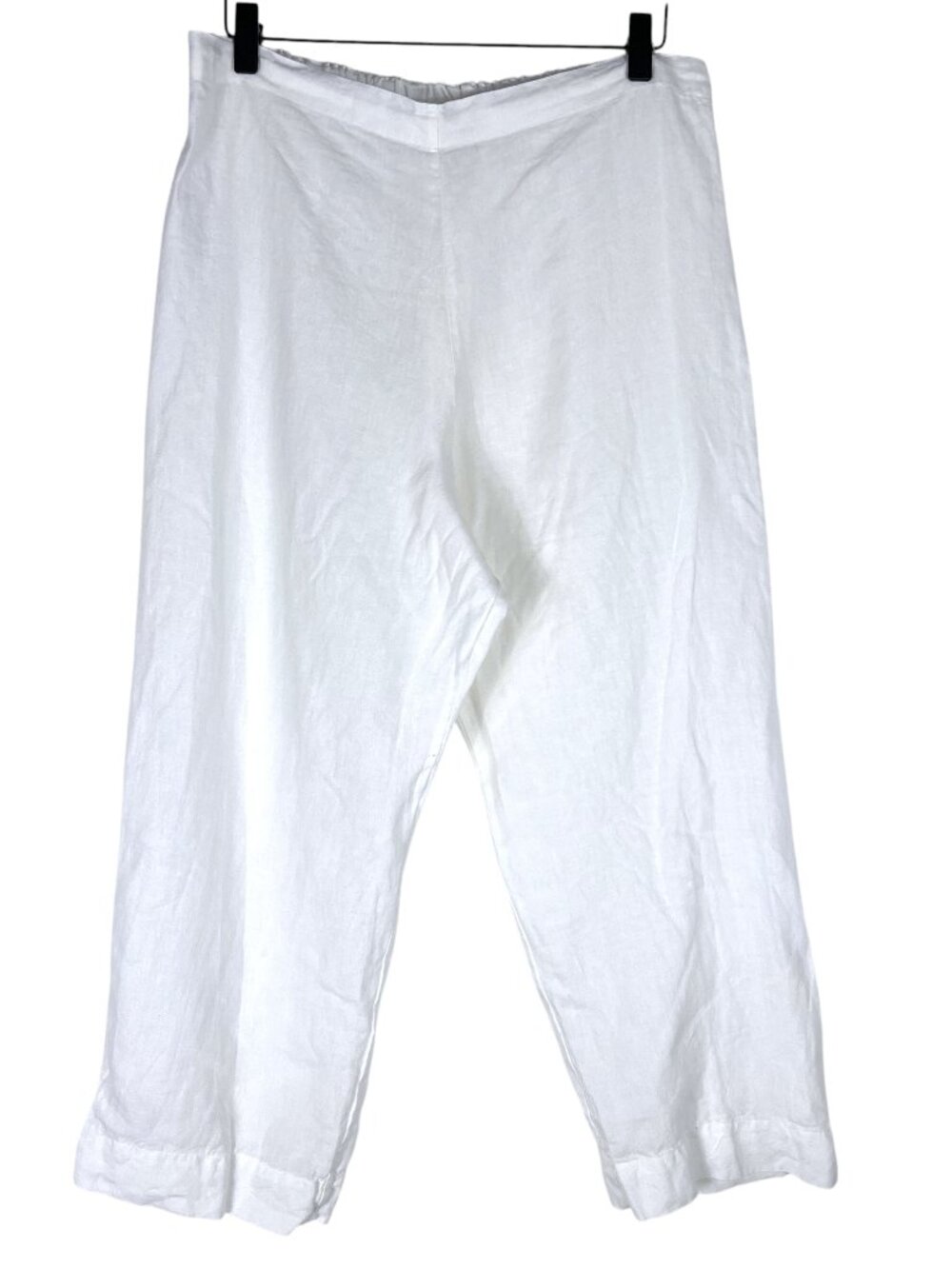 Bryn Walker Light 100% Linen Flat Front Straight Leg Crop Pants in White Size M